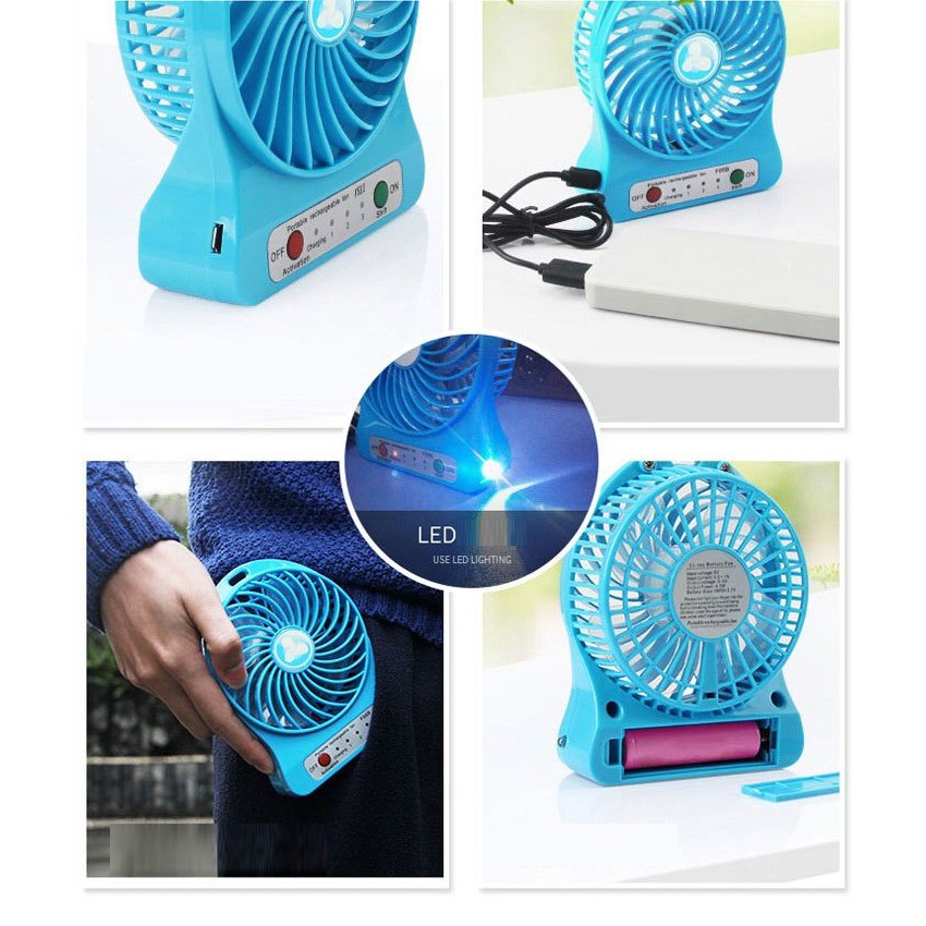 Quạt Sạc Tích Điện USB Mini Fan Có Đèn Led -TPF2