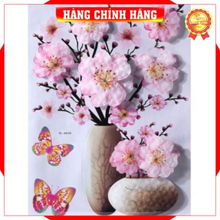 [Loại 1]  Tranh Dán Tường 3D Hình Bình Hoa, Có Sẵn Keo Dán, Đủ 6 Mẫu Bình Hoa Đẹp Mắt
