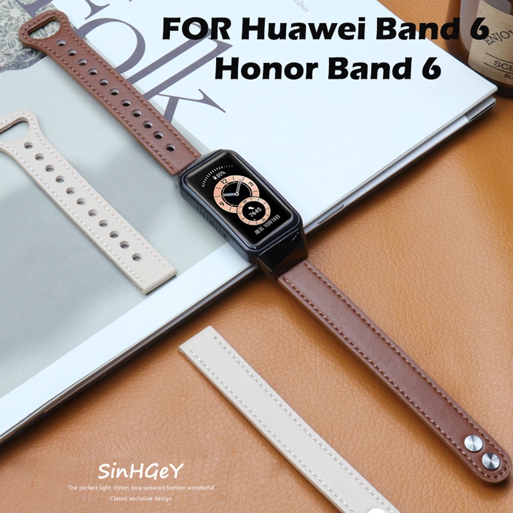 Dây Đeo Da Bò Thay Thế Cho Đồng Hồ Thông Minh Huawei Band 7 / 6 Honor Band 6