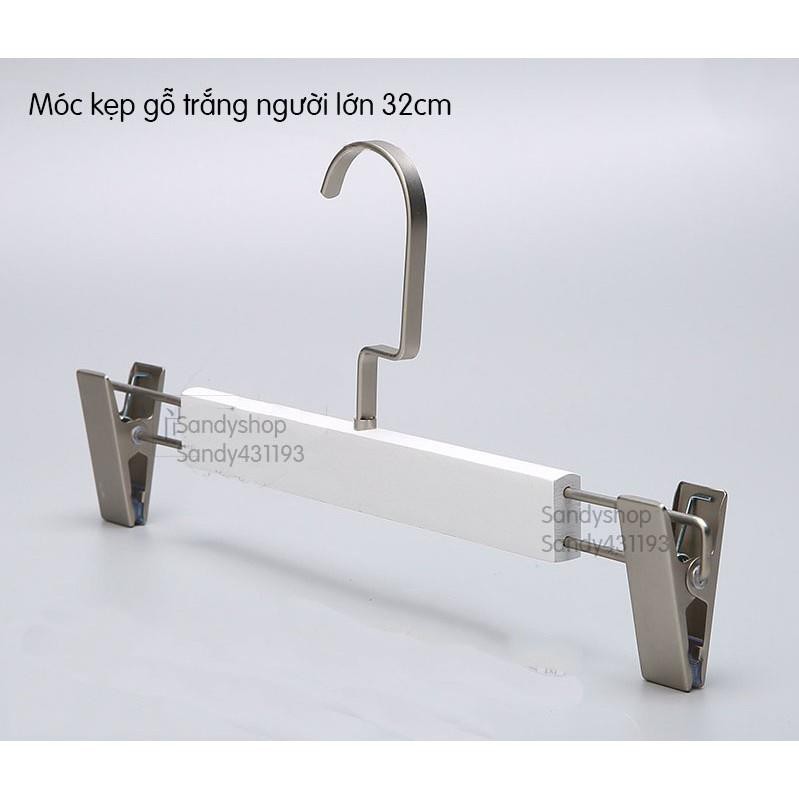 Móc Kẹp Váy Quần Gỗ Trắng 32cm (1 móc)