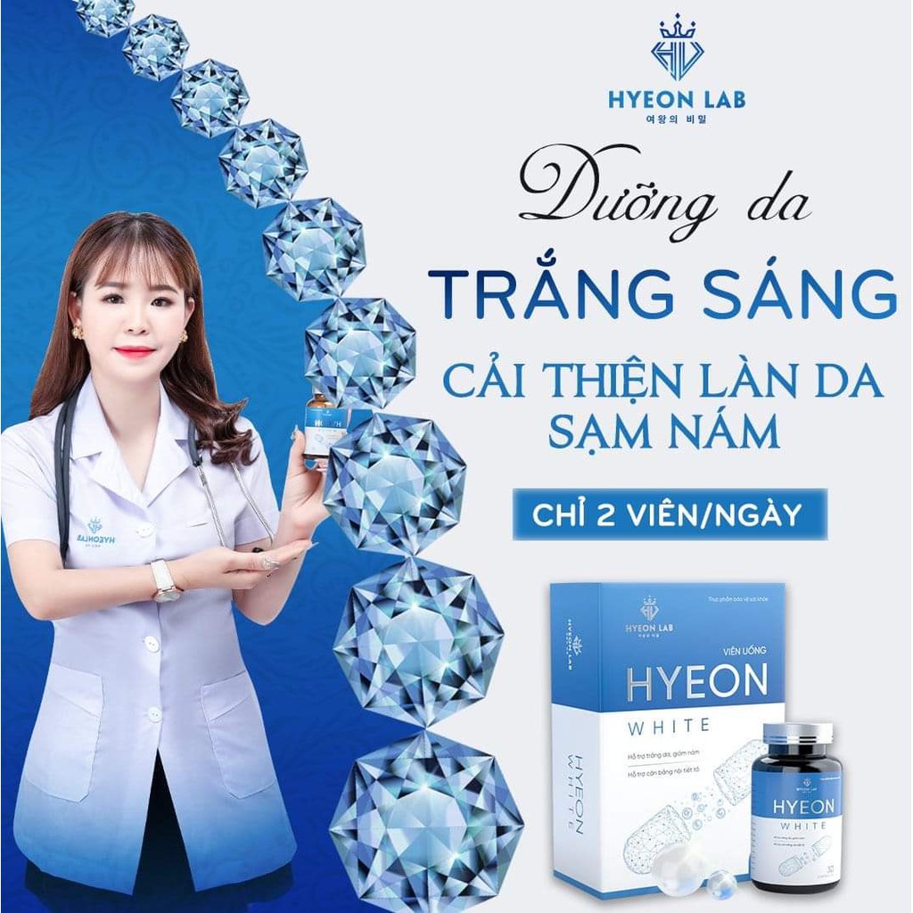 Viên uống trắng da HYEON WHITE cao cấp giúp giải nám,cân bằng nội tiết tố