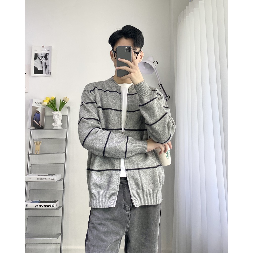 Áo khoác len sọc ngang
