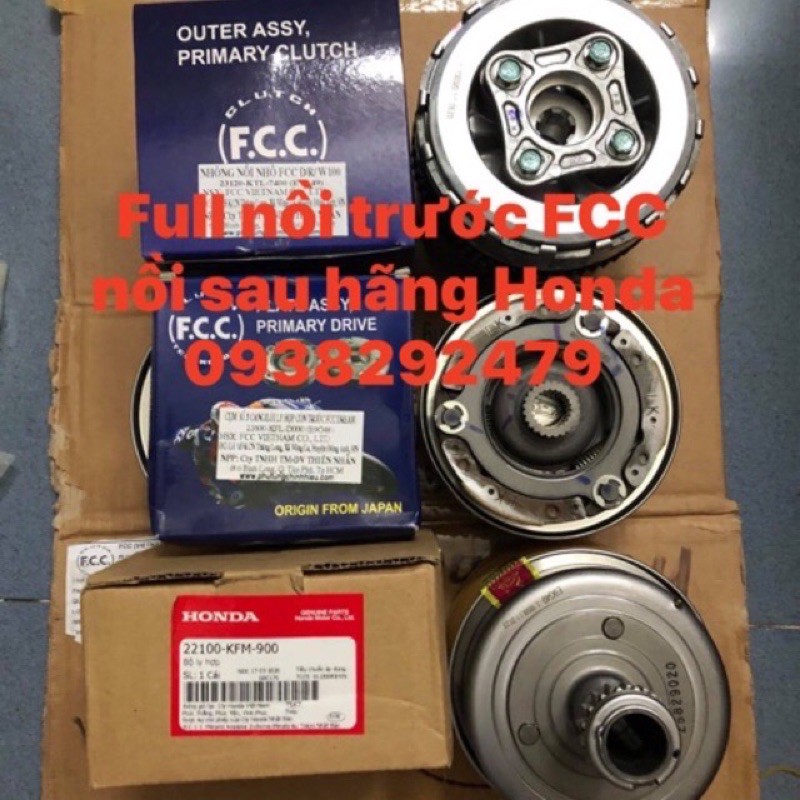 Full bộ nồi trước + sau Fu 1/ Dream / super Dr/ W anpha/ W@ 100/ W Rs 100 zin hãng Honda với fcc