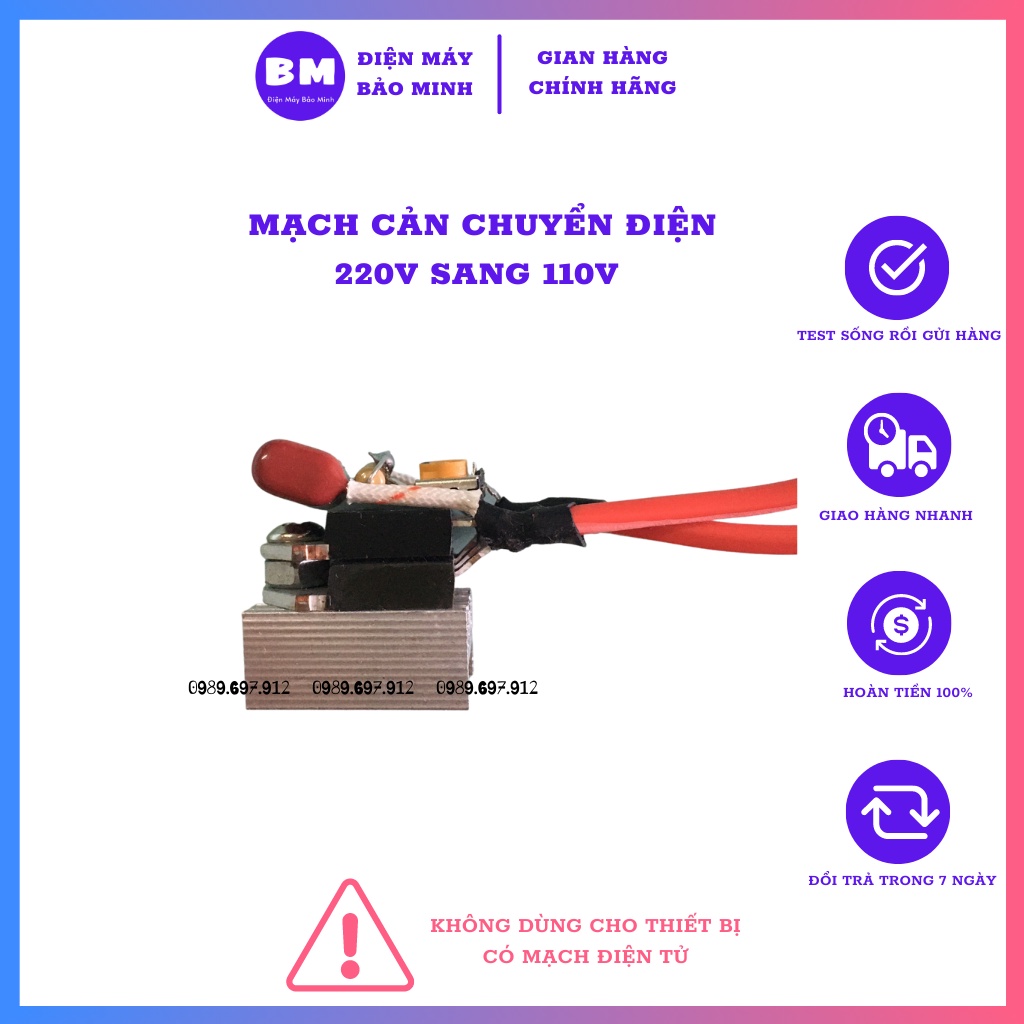 Mạch Cản Chuyển Điện 220v Về 110v Dùng Cho Thiết Bị Điện Nội Địa Nhật - Máy Khoan, Máy Mài, Máy Cắt, Máy Xay Sinh Tố