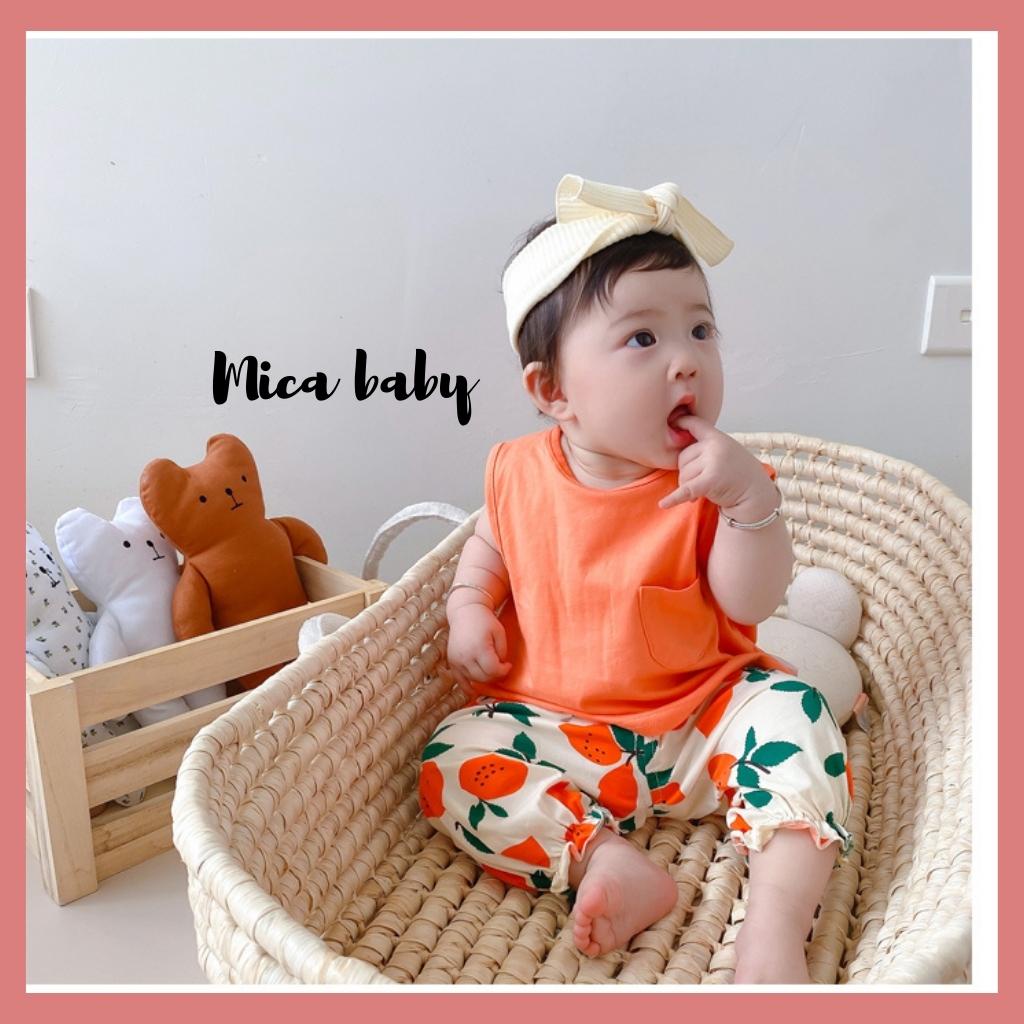 Bộ quần áo cộc tay hoa quả đáng yêu cho bé từ 8-18kg Mica baby