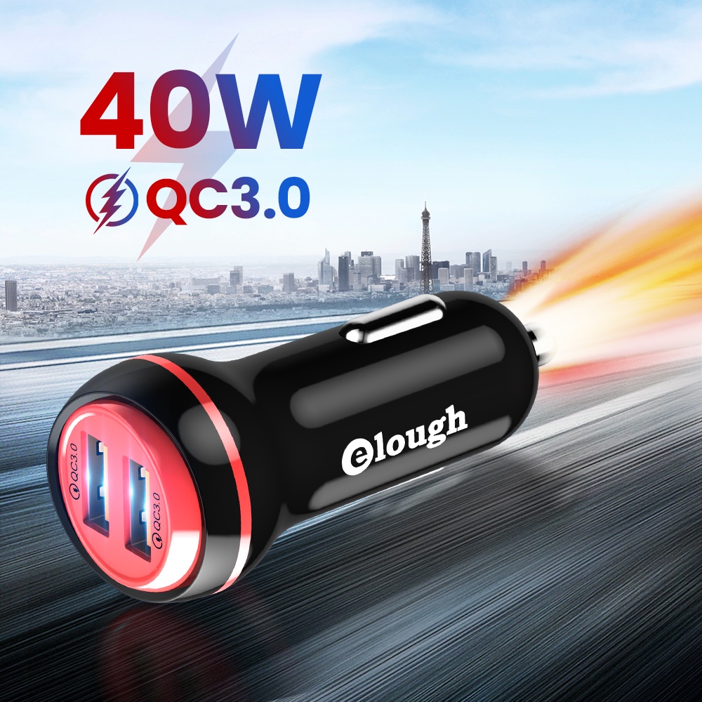 Elough 40W Dual USB QC3.0 Car Charger