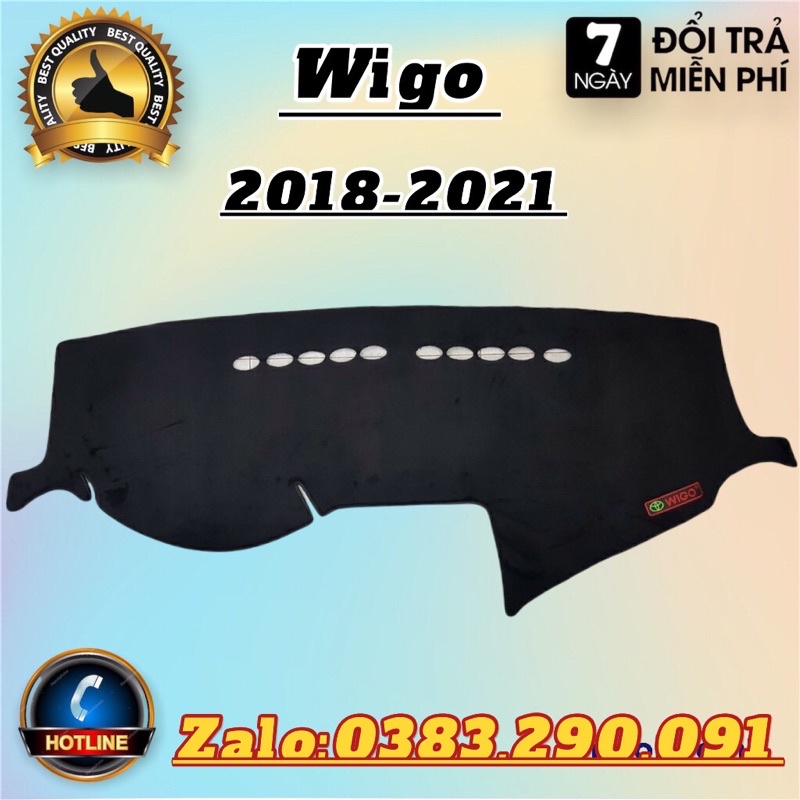 Thảm taplo Wigo 2018 - 2021 nhung 3 lớp cao cấp