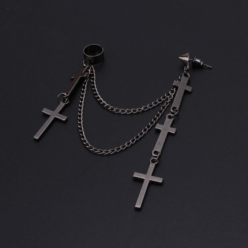 Khuyên tai hợp kim kẽm dây dài phong cách punk cá tính trẻ trung