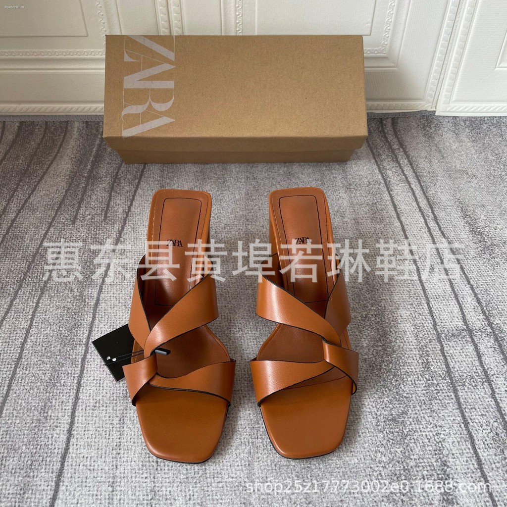 Dép cao gót hở ngón màu nâu thời trang nữ cho mùa hè