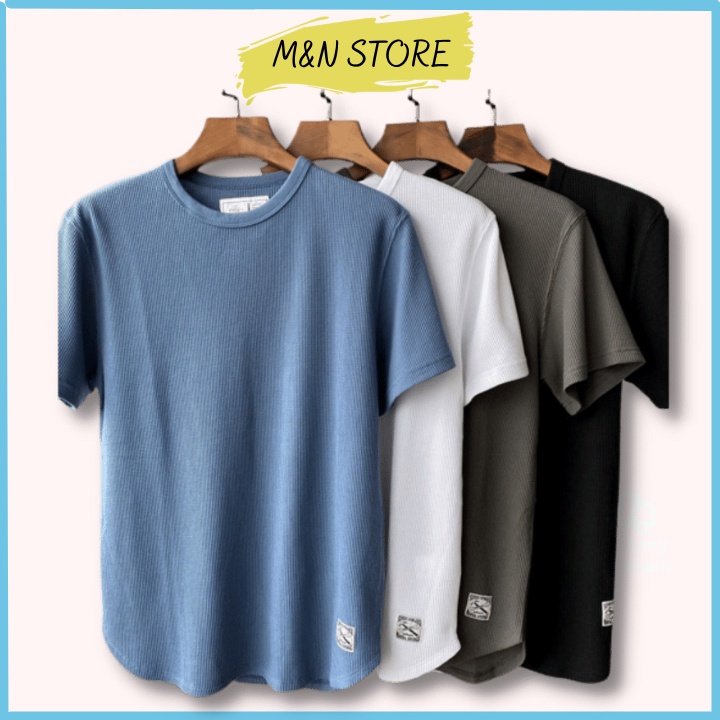 Áo phông nam cổ tròn cộc tay chất liệu cotton tổ ong mềm mịn co giãn