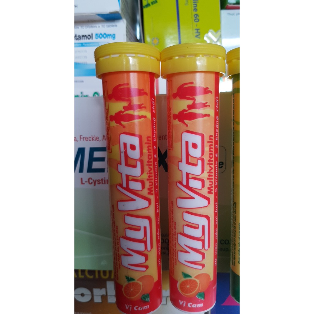 Sủi vitamin c vị chanh , vị cam myvita tube 20 viên