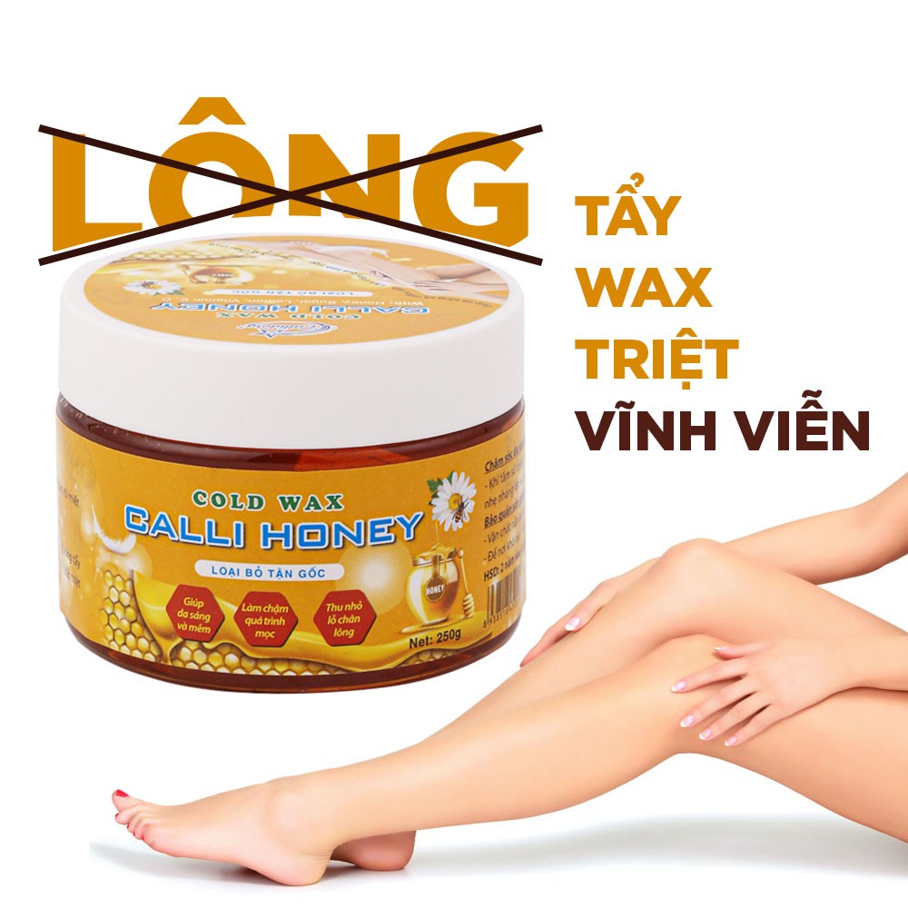 Kem wax tẩy triệt lông an lành vùng kín, nách, chân, tay vĩnh viễn Calli Honey 350g tặng giấy + 2 que chuyên wax - WCH