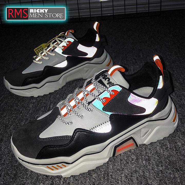 Giày sneaker nam phản quang cá tính - giày nam đế cao , năng động