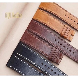 Dây đồng hồ da bò Ý-Vachetta KHÂU TAY cao cấp D105,Da thật,BH24tháng[Tặng tool tháo;chốt;khóa,CÓ VIDEO]