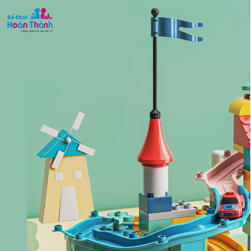 Bộ đồ chơi khối xây dựng, lắp ghép hình lâu đài trong mơ cho bé có kèm tấm đáy