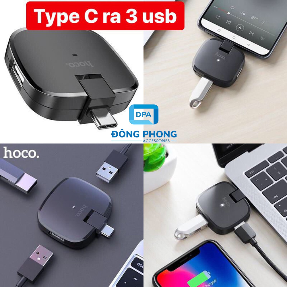 Hub Chuyển Cổng Type C Ra USB Hoco HB11 Chính Hãng