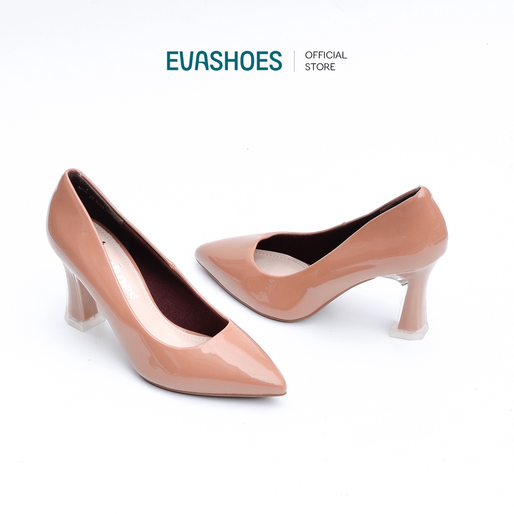 Giày Cao Gót Da Bóng Mũi Nhọn Gót Trụ 7cm EVASHOES - EVA001