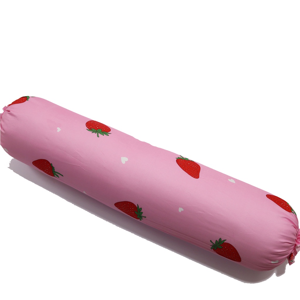 Bộ Ga Gối Poly Cotton Felicia 3 Món Mẫu Dâu Hồng Nhật m2/m6/m8/2m2, Drap Bo Chun + 2 Vỏ Gối Poly Cotton
