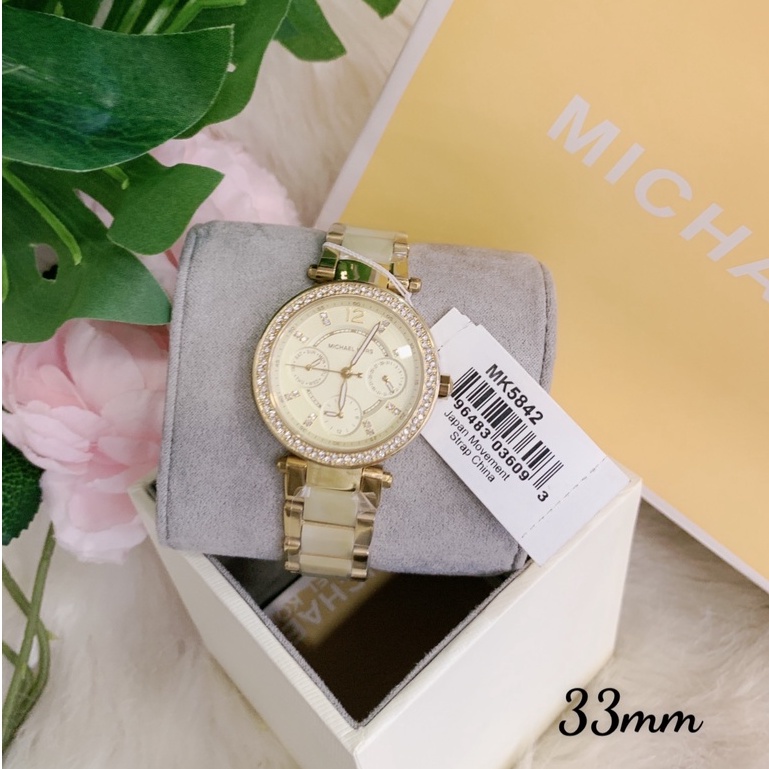 Đồng Hồ Nữ Mini Parker MichaelKors Viền Nạm Đá , Dây Thép , Size 33mm