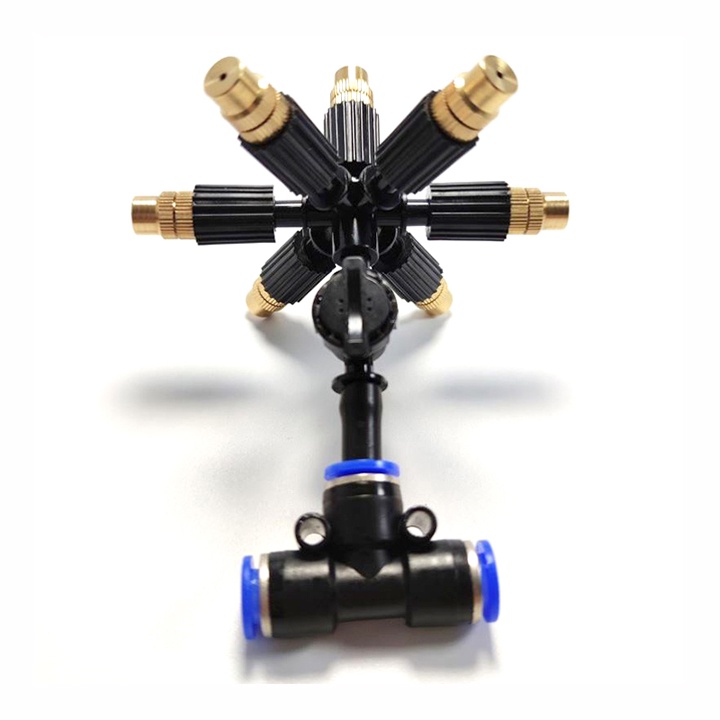 Béc phun sương 7 hướng đầu đồng , đầu tưới phun sương kết nối ống 6mm, 8mm, 21mm......