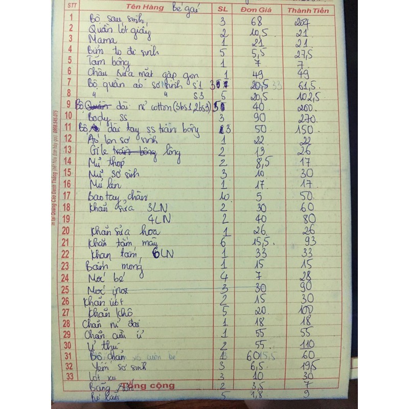 Đơn sơ sinh khách đặt