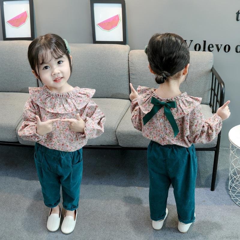 Bộ áo kiểu tay dài + quần dài đáng yêu cho bé