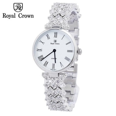 Đồng Hồ Nữ Chính Hãng Royal Crown 2601 Jewelry Dây Kim Loại Đính Đá Chống Nước Chống Xước