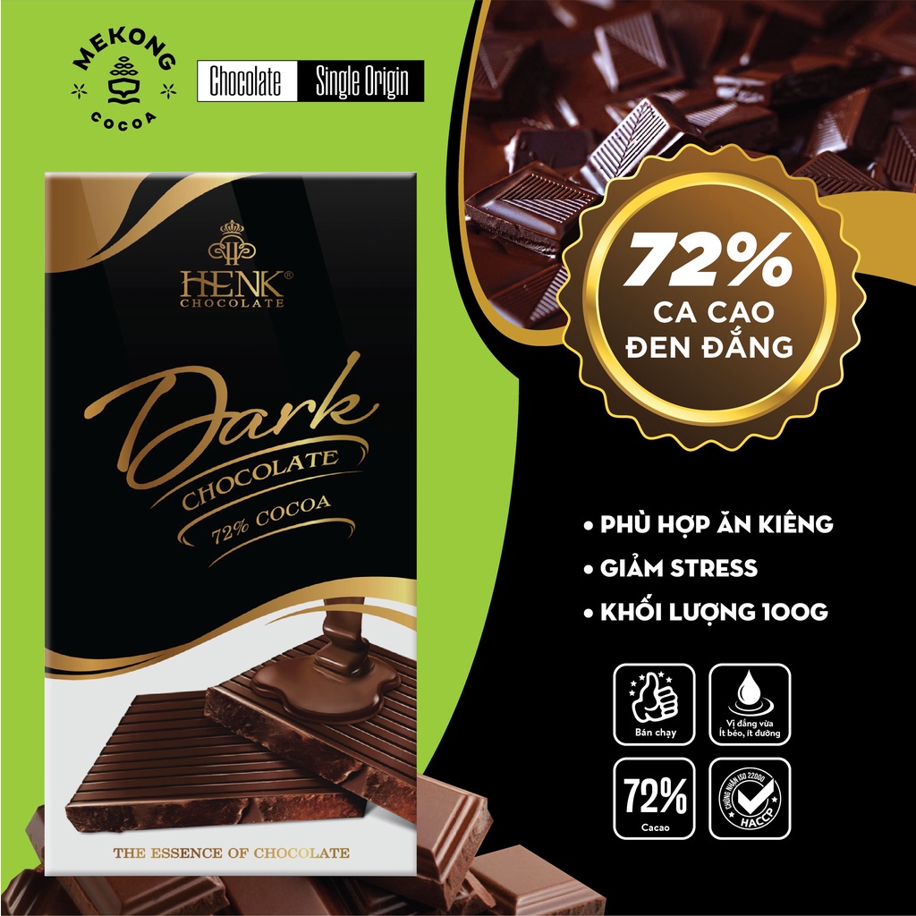 Combo 5 Socola Đen Nguyên Chất MARK&MILK 72% Cocoa Có Vị Đắng Vừa Thanh 100g