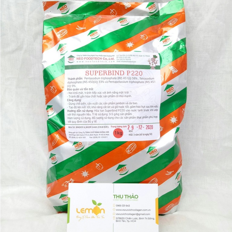[100g-500g] Bột giòn dai, kết dính, giữ nước SUPERBIND P220 dùng cho lạp xưởng, nem nướng, jambon, da bao