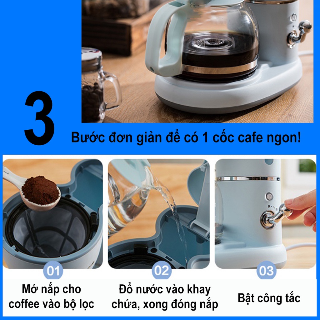 Máy pha cafe Bear chính hãng - Máy pha trà tự động, trà chiều - Dễ vệ sinh, giữ ấm - Bảo hành toàn quốc