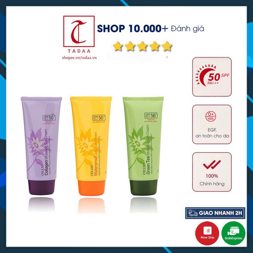 Kem Chống Nắng CELLIO Collagen Whitening Sun Cream SPF50 , KCN vật lý cho các loại da