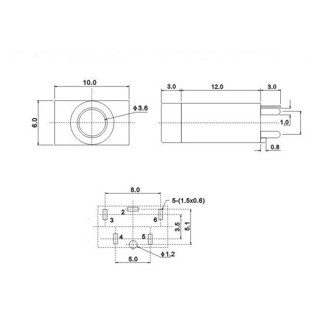 Chân 3.5MM PJ-358 chân đứng