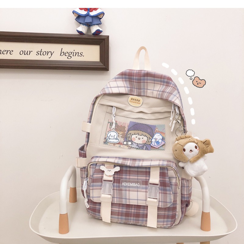 B17 - BALO KẺ CARO ULZZANG MÀU PASTEL