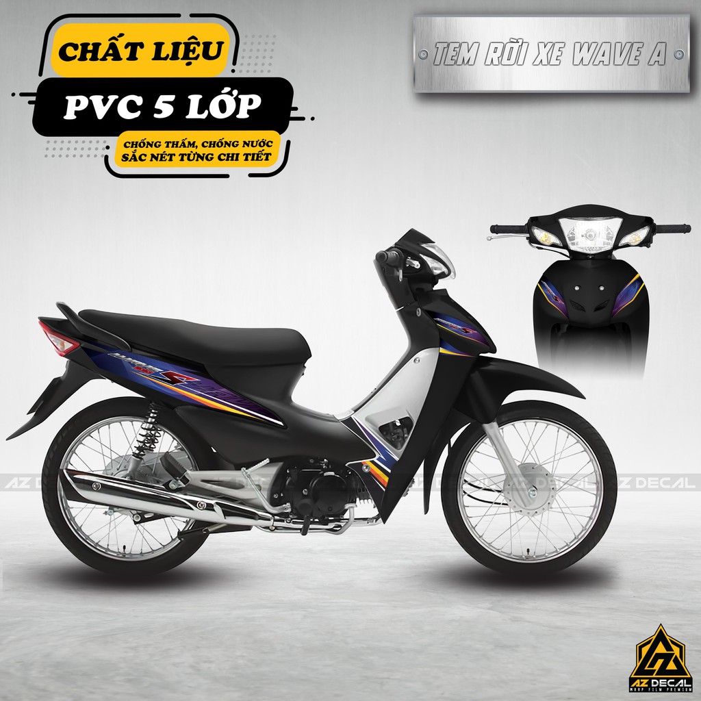 [TEM RỜI XE WAVE] Hot Trend Màu Chuyển Xanh Tím | WA061604S | Chất Liệu Decal PVC Chống Bay Màu