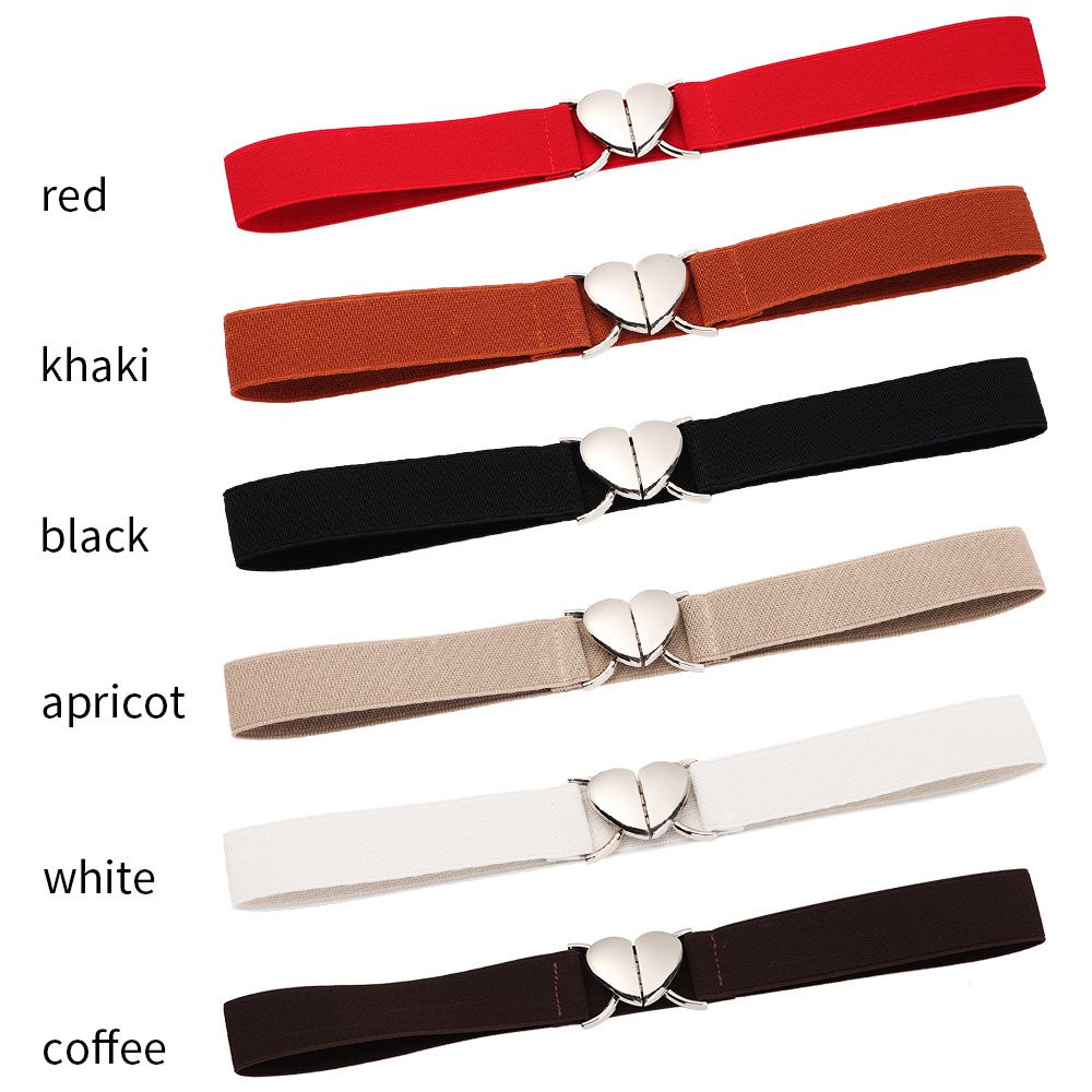 DIACHA Women Waist Strap Exquisite Waist Belts Elastic Belts Love Heart Buckle Elegant Stretch Dress Decoration Decorative Waistband/Multicolor