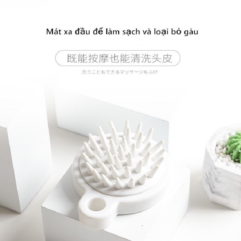 Bàn chải gội đầu silicon mềm Nhật Bản có túi khi bảo vệ tóc và giúp thư giãn da đầu