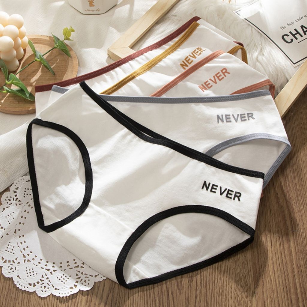 Quần lót nữ dễ thương cute, Quần chíp nữ kháng khuẩn in chữ xinh xắn DOPICO L002