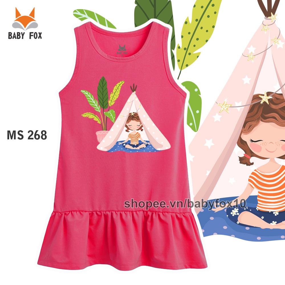 Váy đầm bé gái thun size nhỏ, trung, đại 100% cotton loại tốt, thương hiệu BABY FOX, in hình xinh xắn h