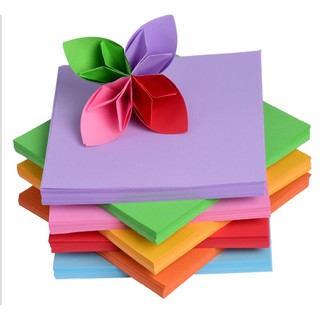 Giấy Gấp Origami 10 màu 100 tờ 20x20cm 70gsm ( 2 Mặt Đều Có Màu )