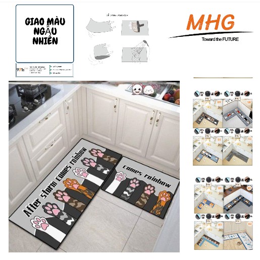 [size bự 50cm] Thảm Bếp Đôi 3D Cao Cấp Chống Trơn Trượt ( Bộ 2 thảm 50*80cm & 50*120cm)
