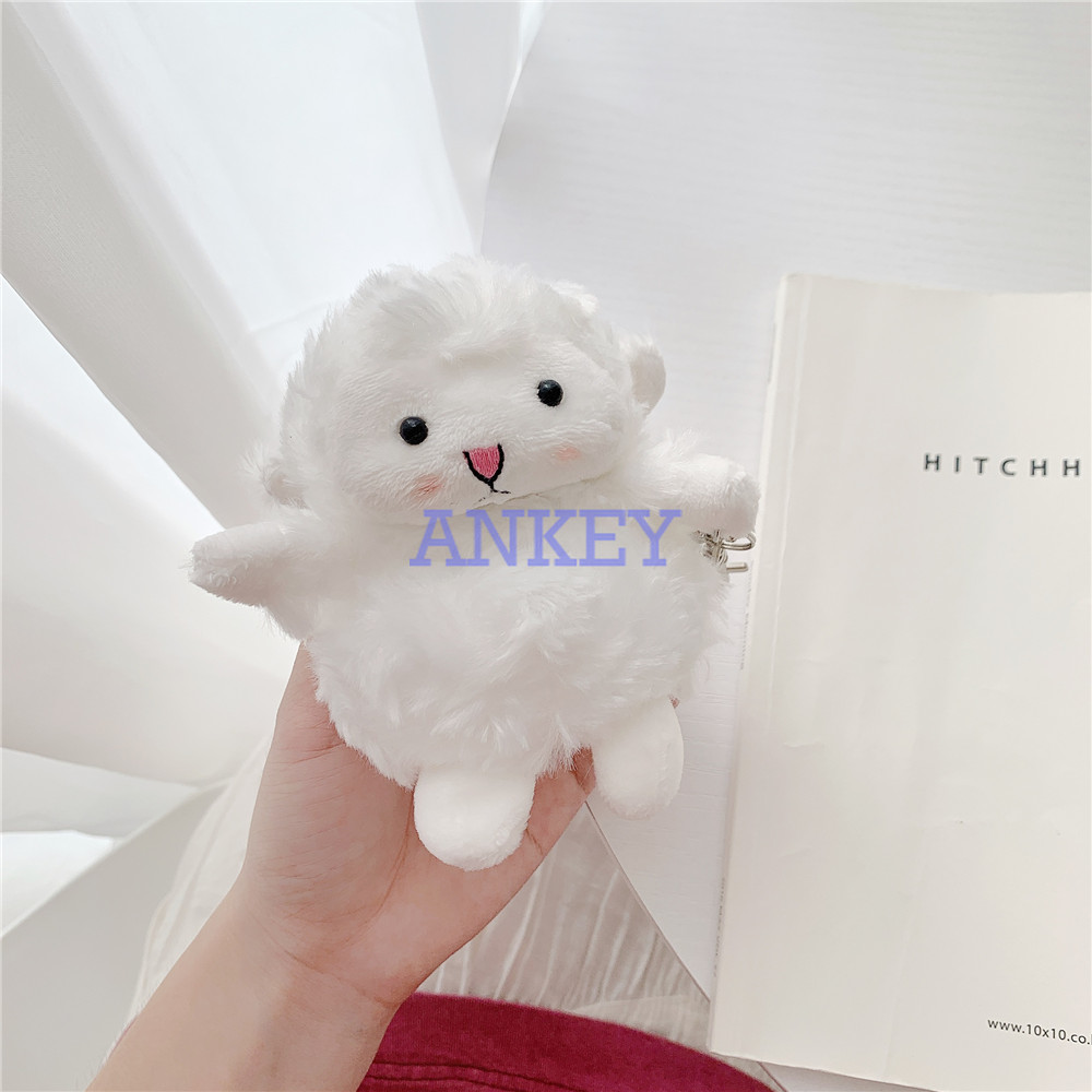 TPU Silicone Case for Airpods 1 / 2 Case Headset Case Lamb Plush Doll Wireless Cover for Airpods pro Earbuds Waterproof Shockproof Shell Soft Protective Case Headphone Cover Headset Skin with Hook