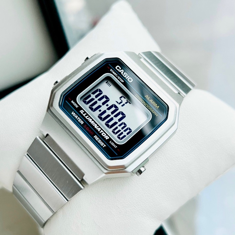 Đồng hồ Nam Casio B650WD-1, đồng hồ chính hãng, Silver mặt đen