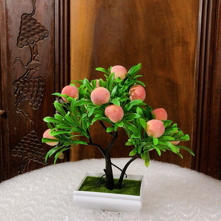 (Kèm chậu) Cây quýt, quất, lựu, ớt, nấm, dâu tây, cherry  - BONSAI các loại QUẢ RỰC RỠ - Chậu cây giả trang trí, đề bàn