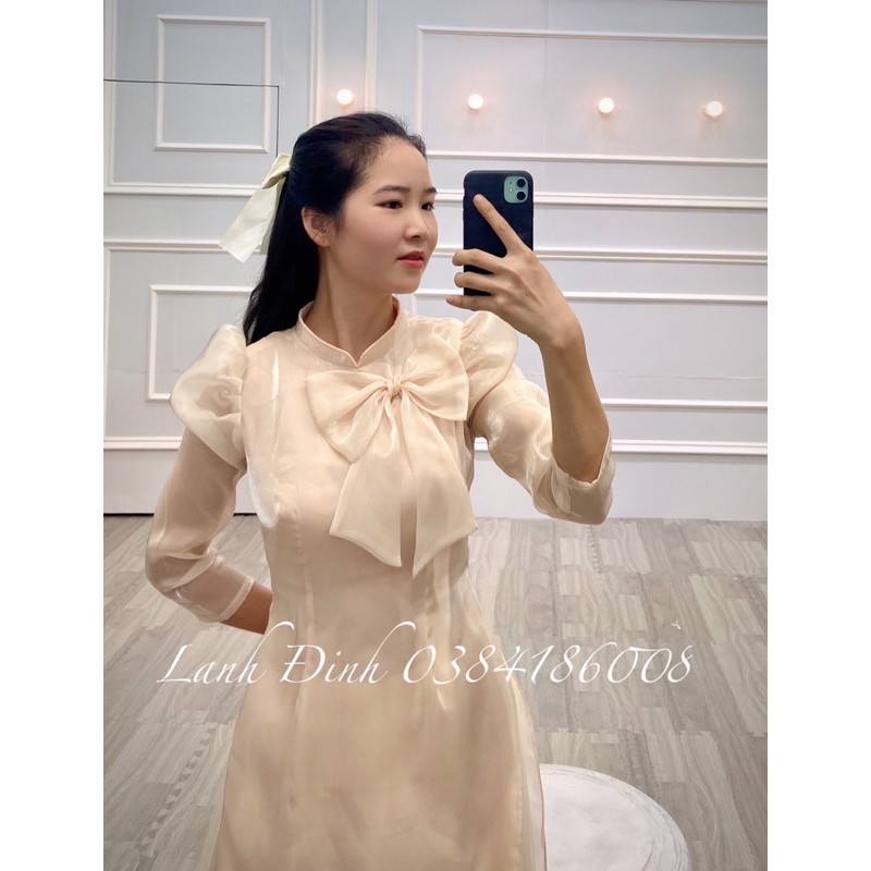Áo dài von tơ 4 tà dáng tiểu thư