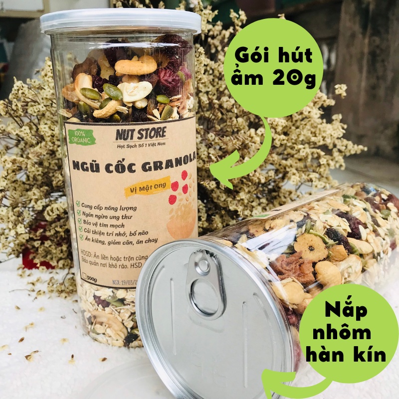 Ngũ cốc granola mật ong Nut Store 500g - ăn kiêng, giảm cân, bà bầu, cho bé