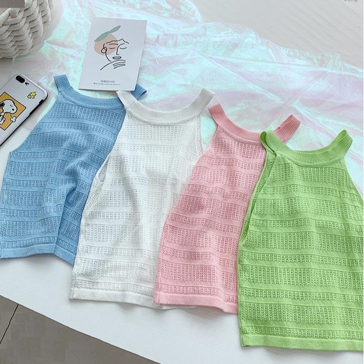 Áo Yếm Cổ Tròn Cho Bé Gái Chất 80% Cotton Siêu Thoáng Mát