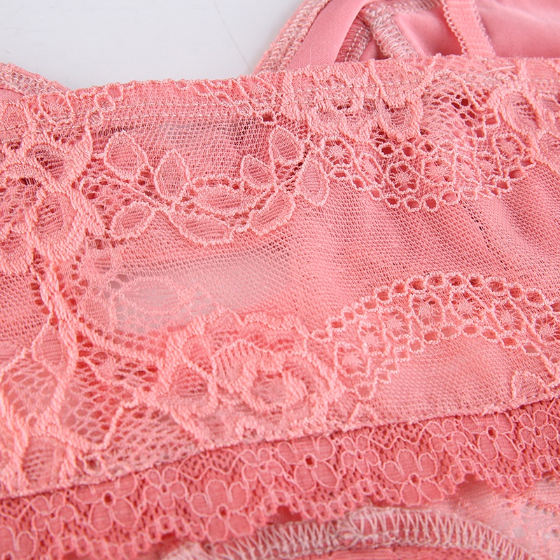 DUNEA Áo Hai Dây Hở Lưng Phối Ren Quyến Rũ Cho Nữ