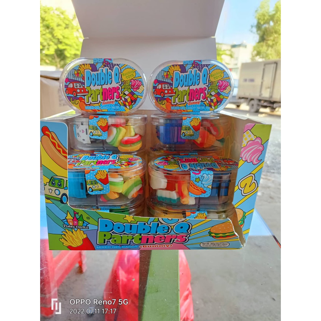 [ Quà tặng trẻ em ] kẹo dẻo hỗn hợp Double Q Funny Castle/ Kẹo dẻo chip chip / Humberger hộp 30g