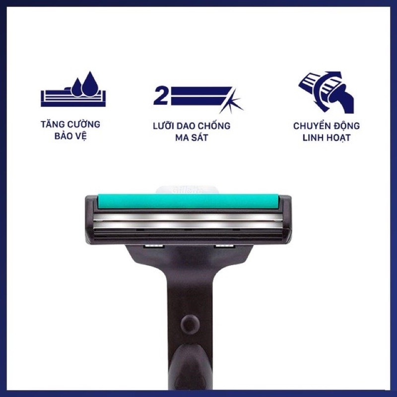 Dao cạo râu lưỡi kép Gillette Vector (Cán dao + Lưỡi dao)