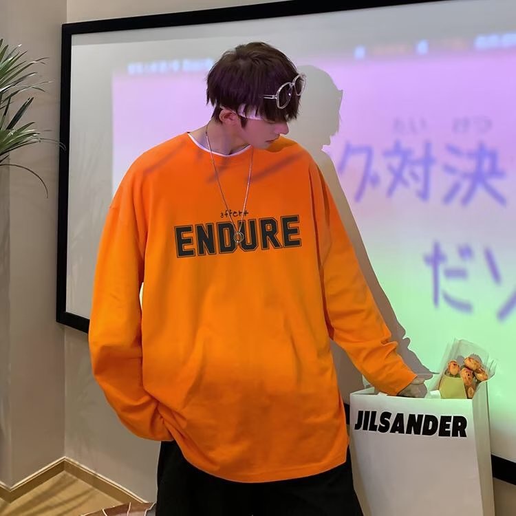 Áo Thun Tay Dài Cổ Tròn Dáng Rộng In Chữ Cỡ Lớn Thoải Mái Thời Trang Cho Nam Và Nữ M-5XL